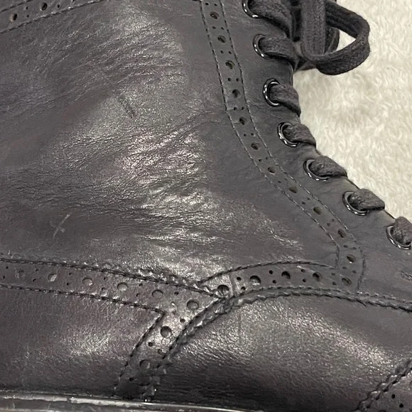 Prada Black Leather Combat Boots Size 7 - Picture 9 of 13